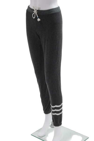 Sol Angeles Women Jogger Sweatpants Dark Gray Striped Drawstring Size XS