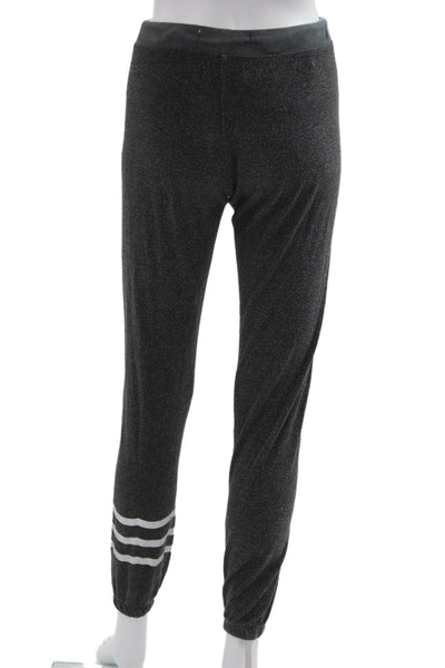 Sol Angeles Women Jogger Sweatpants Dark Gray Striped Drawstring Size XS