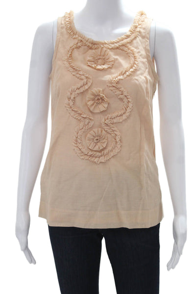 J Crew Women Beige Cotton Silk Zip Sleeveless Tank Boho Size S