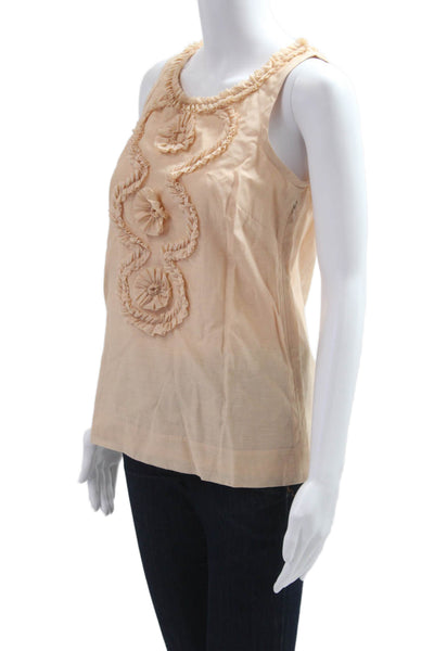 J Crew Women Beige Cotton Silk Zip Sleeveless Tank Boho Size S