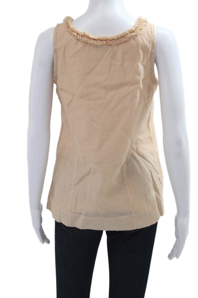 J Crew Women Beige Cotton Silk Zip Sleeveless Tank Boho Size S