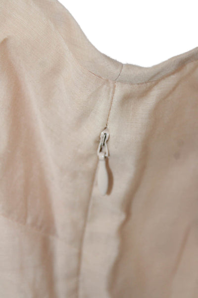 J Crew Women Beige Cotton Silk Zip Sleeveless Tank Boho Size S