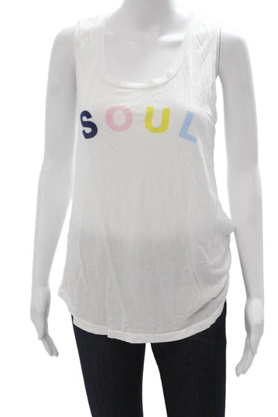 Soulcycle x Sundry Womens Basic Graphic Tank White Round Neck Sleeveless Size S
