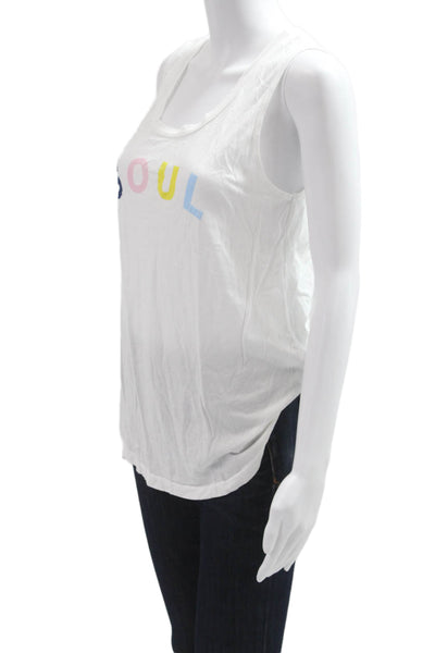Soulcycle x Sundry Womens Basic Graphic Tank White Round Neck Sleeveless Size S
