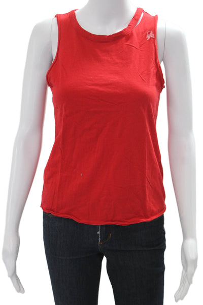 Soul Cycle Womens Red Basic Sleeveless Tank Cotton Crew Neck Size XS