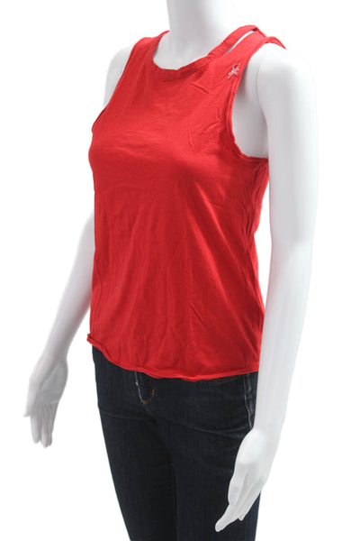 Soul Cycle Womens Red Basic Sleeveless Tank Cotton Crew Neck Size XS
