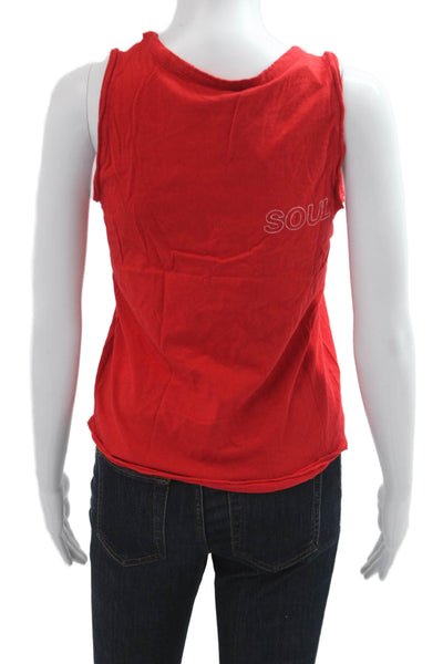 Soul Cycle Womens Red Basic Sleeveless Tank Cotton Crew Neck Size XS