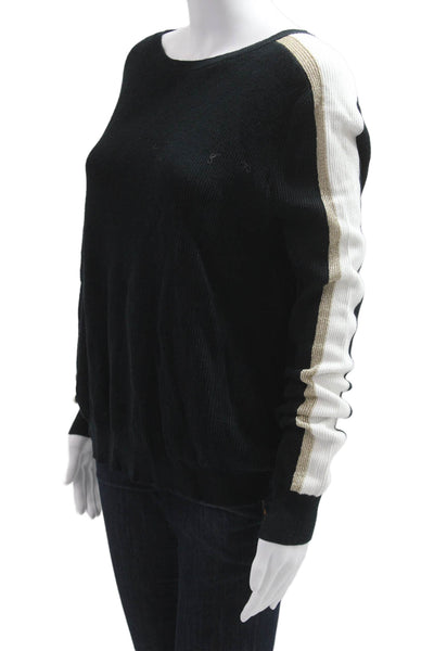 Generation Love Unisex Striped Black Cotton Pullover Sweater Round Neck Size S
