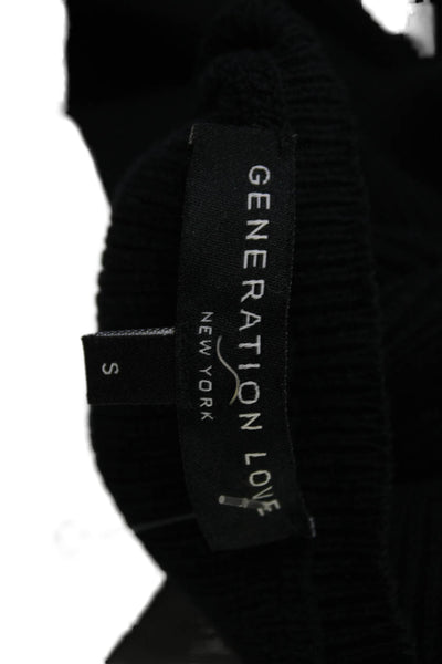 Generation Love Unisex Striped Black Cotton Pullover Sweater Round Neck Size S