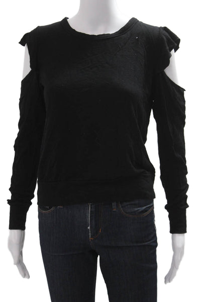 LNA Womens Grunge Black Crew Neck Long Sleeve Sweatshirt Size S