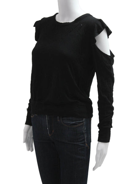 LNA Womens Grunge Black Crew Neck Long Sleeve Sweatshirt Size S
