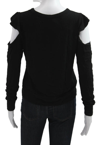 LNA Womens Grunge Black Crew Neck Long Sleeve Sweatshirt Size S