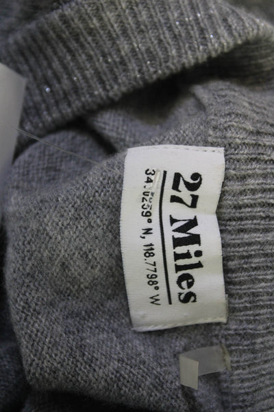 27 Miles Women Pullover Sweater Gray Cashmere Crewneck Stars Long Sleeve Size S