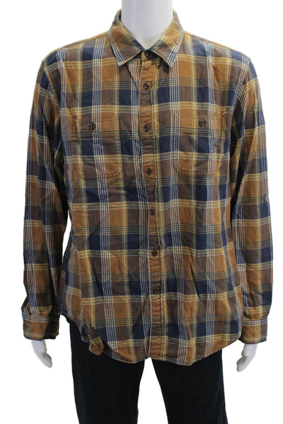 Wallace & Barnes Mens Cotton Classic Plaid Collar Button Down Shirt Brown Sz XL
