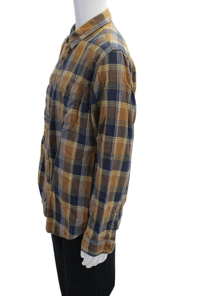 Wallace & Barnes Mens Cotton Classic Plaid Collar Button Down Shirt Brown Sz XL