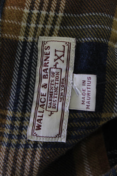 Wallace & Barnes Mens Cotton Classic Plaid Collar Button Down Shirt Brown Sz XL