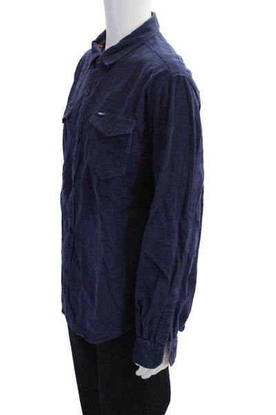 Johnnie-o Mens Corduroy Collar Long Sleeve Button Down Shirt Blue Size XL