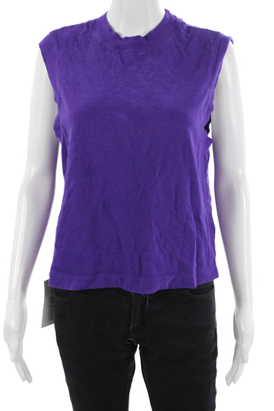 Cotton Citizen Womens Cropped Tank Purple Cotton Crewneck Sleeveless Size XS