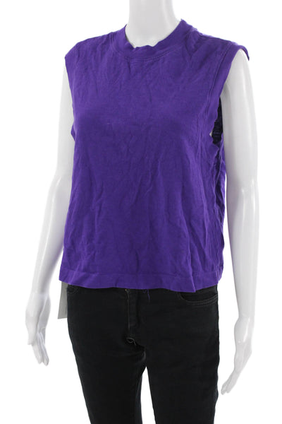 Cotton Citizen Womens Cropped Tank Purple Cotton Crewneck Sleeveless Size XS