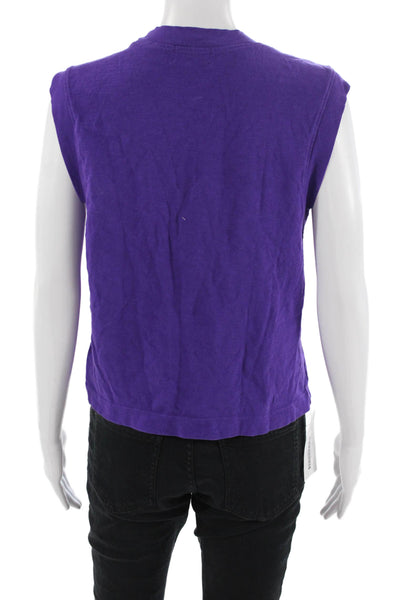 Cotton Citizen Womens Cropped Tank Purple Cotton Crewneck Sleeveless Size XS