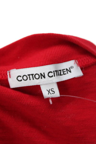Cotton Citizen Womens Basic T-Shirt Red Sleeveless Crew Neck Cotton Size XS