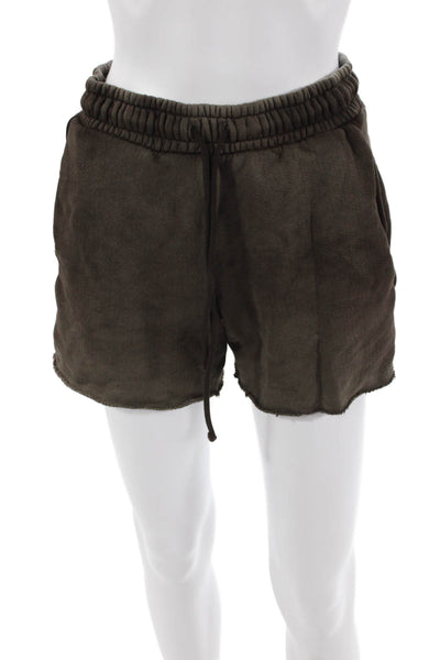 Cotton Citizen Unisex Sweat Shorts Brown Cotton Drawstring Solid Army Size XS