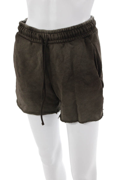 Cotton Citizen Unisex Sweat Shorts Brown Cotton Drawstring Solid Army Size XS
