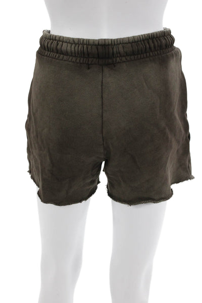Cotton Citizen Unisex Sweat Shorts Brown Cotton Drawstring Solid Army Size XS