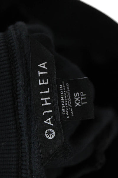 Athleta Womens Black Sweat Shorts Drawstring Size 2XS