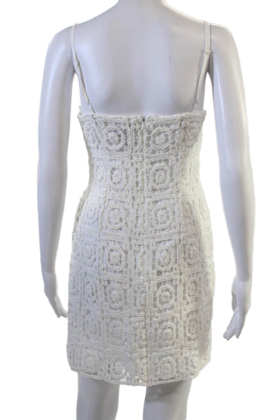 Aqua Womens Sheath Mini Dress White Geometric Square Neck Sleeveless Size M
