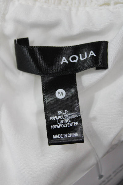 Aqua Womens Sheath Mini Dress White Geometric Square Neck Sleeveless Size M
