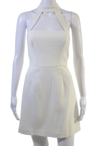 French Connection Women A-Line Mini Dress White High Neck Sleeveless Size 8