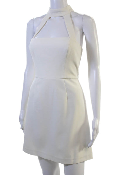 French Connection Women A-Line Mini Dress White High Neck Sleeveless Size 8