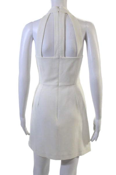 French Connection Women A-Line Mini Dress White High Neck Sleeveless Size 8