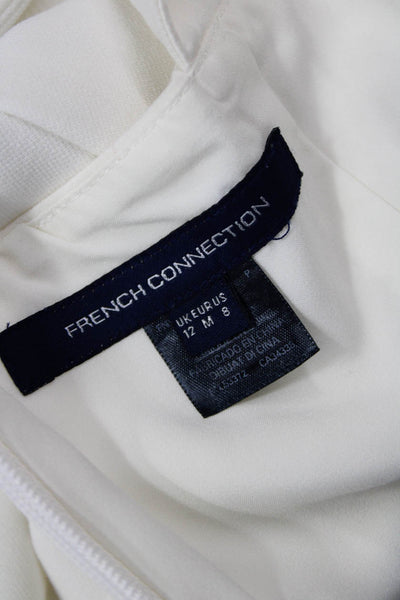 French Connection Women A-Line Mini Dress White High Neck Sleeveless Size 8