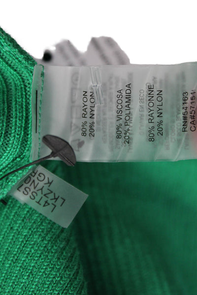 Karl Lagerfeld Women Collared Short Sleeve Green Basic Polo Button Size L