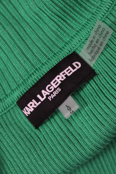 Karl Lagerfeld Women Collared Short Sleeve Green Basic Polo Button Size L