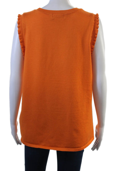 Karl Lagerfeld Women Sleeveless Basic Tank Orange Crew Neck Solid Size M