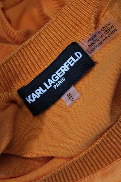 Karl Lagerfeld Women Sleeveless Basic Tank Orange Crew Neck Solid Size M