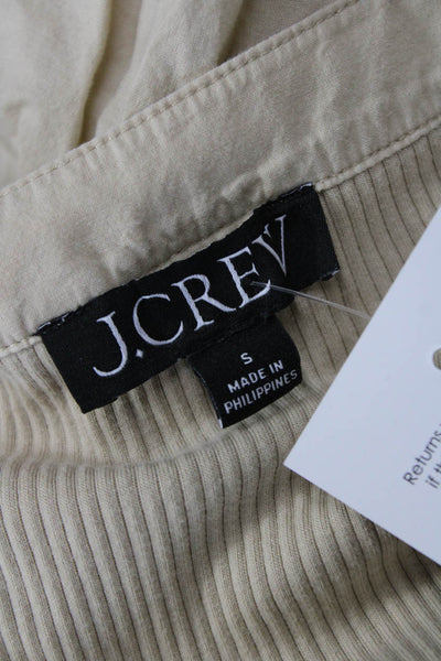 J Crew Women Basic Beige Short Sleeve Round Neck Blouse Cotton Modal Size S