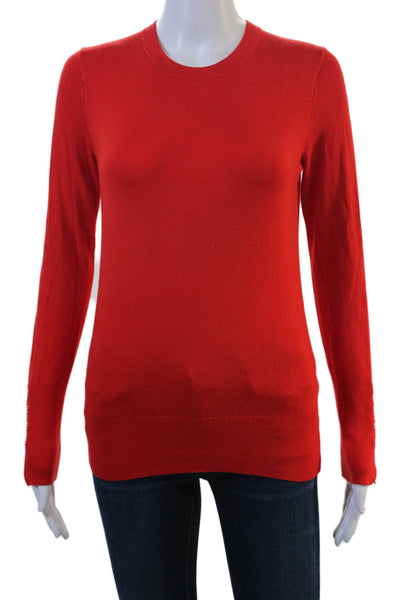 Zara Women Red Pullover Sweater Crew Neck Long Sleeve Cashmere Blend Size S