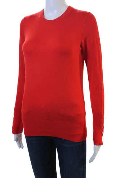Zara Women Red Pullover Sweater Crew Neck Long Sleeve Cashmere Blend Size S