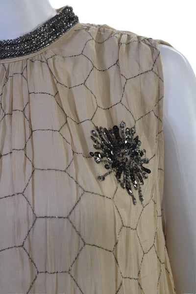 Zara Womens Sleeveless High Neck Geometric Bohemian Polyester Blouse Size S