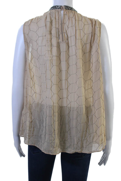 Zara Womens Sleeveless High Neck Geometric Bohemian Polyester Blouse Size S