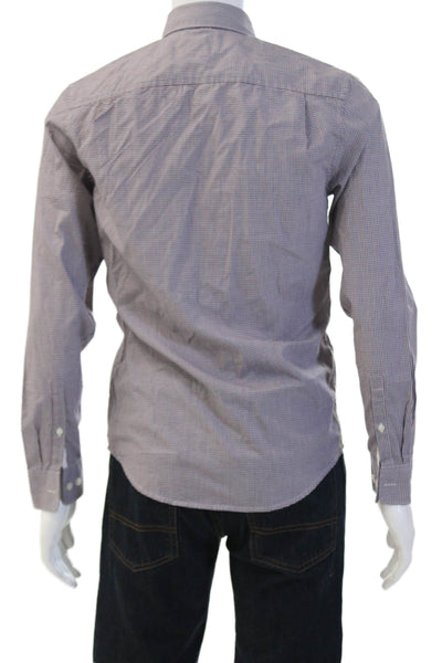 Penguin Mens Cotton Gingham Long Sleeve Button Front Shirt Red Size S
