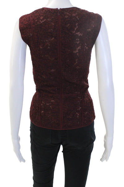 J. Mendel Women Brown V-Neck Sleeveless Tank Zip Back Polyester Size S