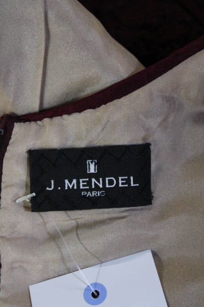 J. Mendel Women Brown V-Neck Sleeveless Tank Zip Back Polyester Size S
