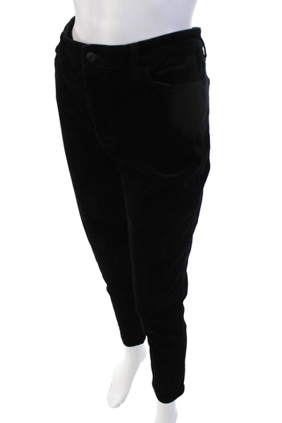 Joes Women Ankle Cropped Black Pants Button 99% Cotton 1% Spandex Size 30