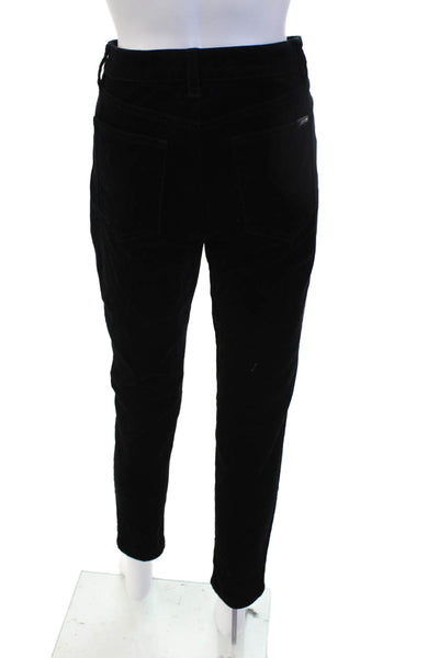 Joes Women Ankle Cropped Black Pants Button 99% Cotton 1% Spandex Size 30