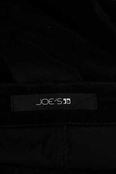 Joes Women Ankle Cropped Black Pants Button 99% Cotton 1% Spandex Size 30